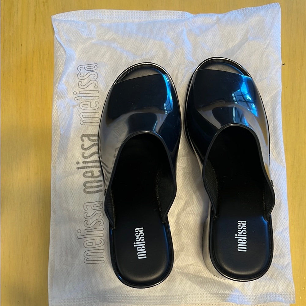 Melissa Black Open-Toe Slides